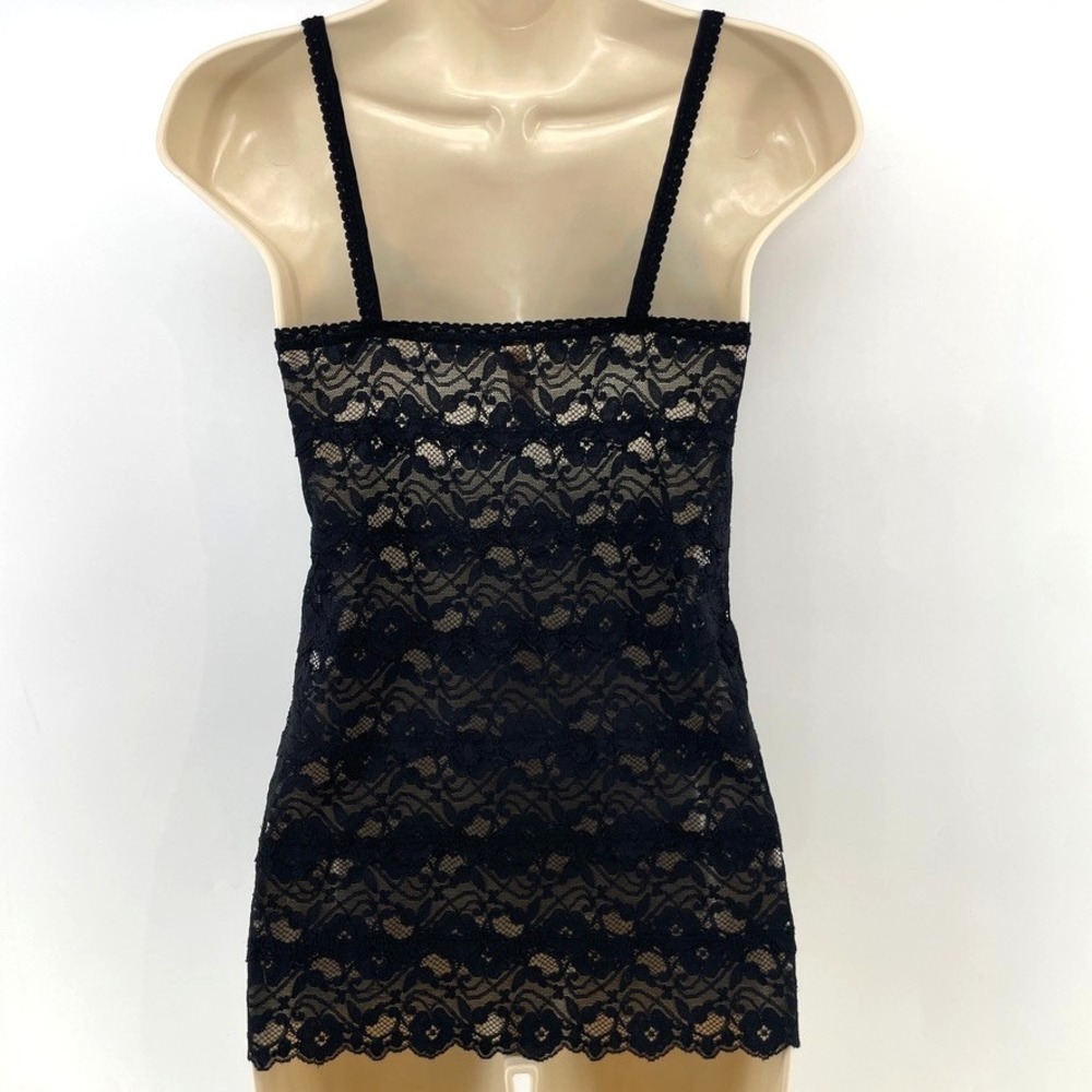 Vintage Babydoll Tank Top M Black Lace Whimsigoth Y2K Fairy Grunge Fitted Sheer - Picture 2 of 11